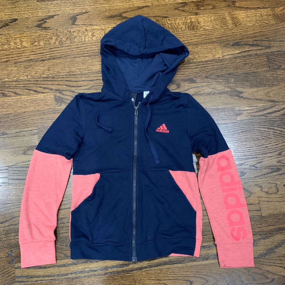 New Adidas Zip Up Hoodie Navy and Pink Japan Size M Women’s